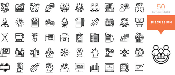 Set of minimalist linear discussion icons. Vector illustration