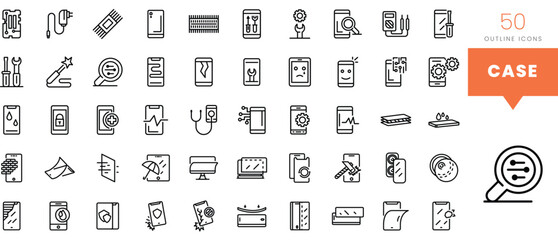 Set of minimalist linear case icons. Vector illustration