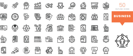 Set of minimalist linear business icons. Vector illustration