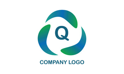 Modern, simple, colorful letter Q logo. Vector monogram template, company brand, emblem, sign