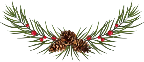 Foto auf Alu-Dibond Christmas decorations plants realistic composition with green tree branches and pine cones vector illustration. Eps 10 © 151115
