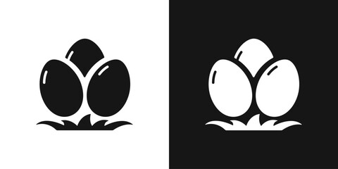 Chicken fresh egg vector icon. Eggs and grass, chicken product sign