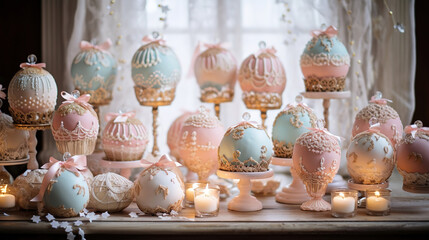 Pastel Balloons and Candy Sweets Adorn a Sweet Table