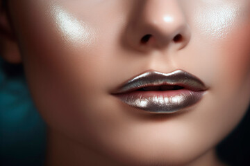 Fototapeta premium macro shot of colorful beautiful lips from a female model