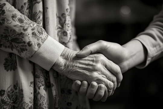 Volunteer at a nursing home bring companionship. social responsability concept