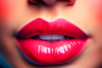 Fototapeta premium macro shot of colorful beautiful lips from a female model