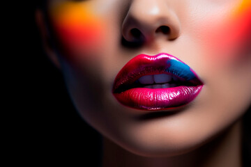 Obraz premium macro shot of colorful beautiful lips from a female model