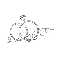 Hand drawn vector wedding rings. Doodle design elements for invitation, postcard and other.