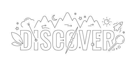 discover word and discover symbols. discover concept. vector illustration