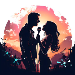 silhouette of a couple dancing