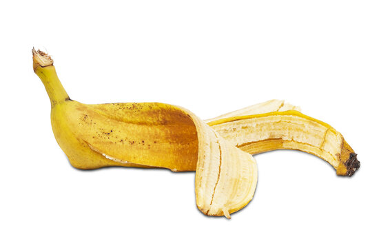 Peel of one banana on a transparent background. PNG.
