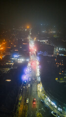 Aerial photo during the night in Harrogate, North Yorkshire