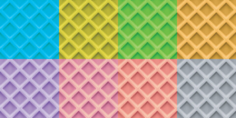 various colors realistic waffle designs in set