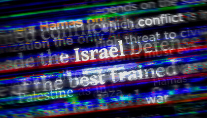 Fototapeta premium Israel Hamas Palestine conflict war news titles illustration