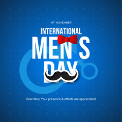 Happy International men's day celebration Male symbol & Mustache tie
