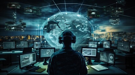 Geopolitical war, soldier learning new military technology