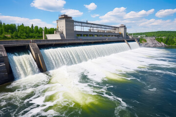 Dam with water producing electricity