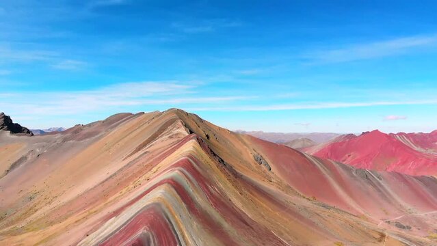 Aerial shots of the city of Cusco in Peru, the main square, the mountain of the seven colors, its archaeological ruins and beautiful landscapes.