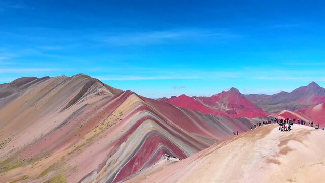Aerial shots of the city of Cusco in Peru, the main square, the mountain of the seven colors, its archaeological ruins and beautiful landscapes.
