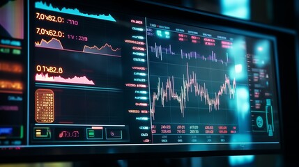 Futuristic Holographic Stock Market Dashboard