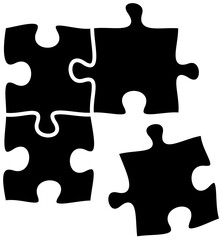 Obraz premium Black puzzle icon on white background, vector