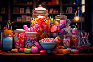 Fototapeta na wymiar Candy bar. With different kinds of candy.