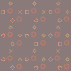 Floral pattern design on a muted purple background featuring various colorful flowers and star shapes (includes seamless pattern swatch)