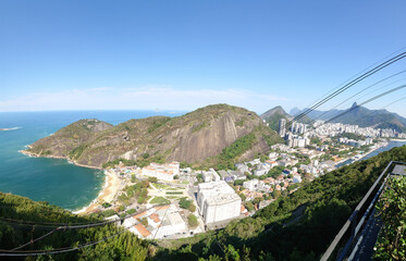 Panoramic aerial view from the top of Sugarloaf Mountain in the city of Rio de Janeiro