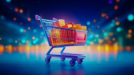 Christmas shopping cart. - Powered by Adobe