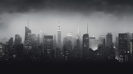Timeless City Skyline in Black and White