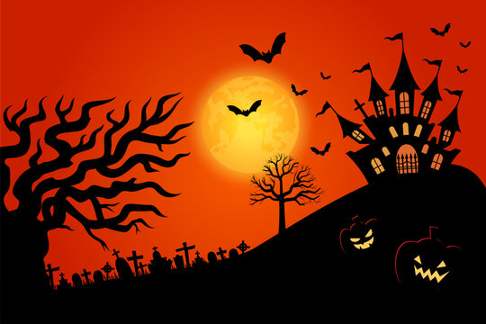 Halloween landscape background vector design