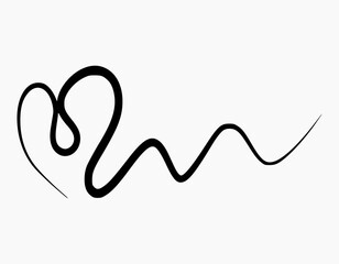 Elegant signature of love or heart signs. Hand drawn continuous line script. Cursive text of heart lettering vector suitable for card, wedding, note.
