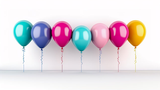 Colourful balloons on white background.