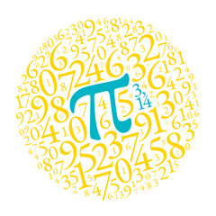 pi symbol in round. numbers and pi symbol in round on white background
