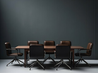 Empty conference room with desk and chairs, business meeting room, empty seminar or training room, business discussion area, business meeting room interior