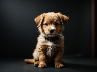 puppy isolated on a white background. Backdrop with copy space