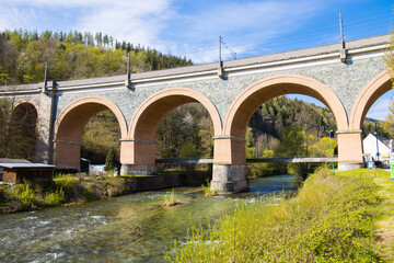 Fototapeta na wymiar Railway bridge as part of the historical Semmering railway in Austria