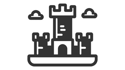 Bouncy castle icon. Playground. Monochrome black and white symbol.