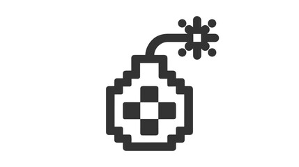 Bomb with burning wick icon on a white background