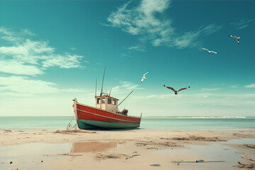 Fototapeta premium boat on the beach