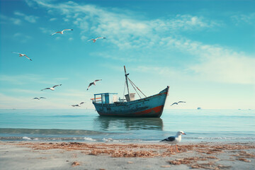 Obraz premium boat on the sea