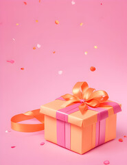 gift box with pink ribbon, Valentine's Day, birthday, christmas.