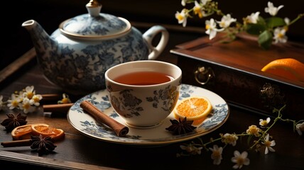 Fototapeta premium cup of tea and teapot