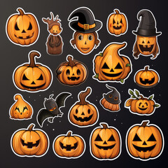 Halloween objects mixed sticker set