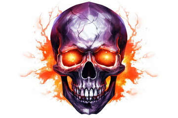 Obraz premium Illustration of skull covered with glow lights