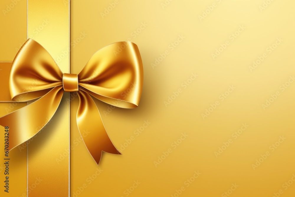 Aufkleber A stunning golden bow placed on a shimmering gold background. Perfect for adding a touch of elegance and sophistication to any design or presentation.