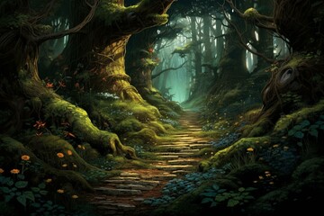 Fototapeta na wymiar Enchanting woodland scene. Generative AI