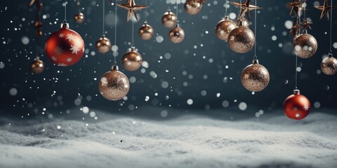 A bunch of Christmas ornaments hanging from a tree. This festive image can be used to add holiday cheer to any project.