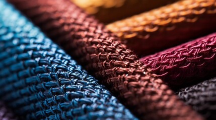 Fabric Fibers: Macro View of Interlaced Textures in Vivid Colors - obrazy, fototapety, plakaty