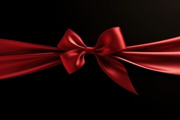 A simple and elegant red ribbon with a bow on a black background. Perfect for adding a touch of sophistication to any project or design